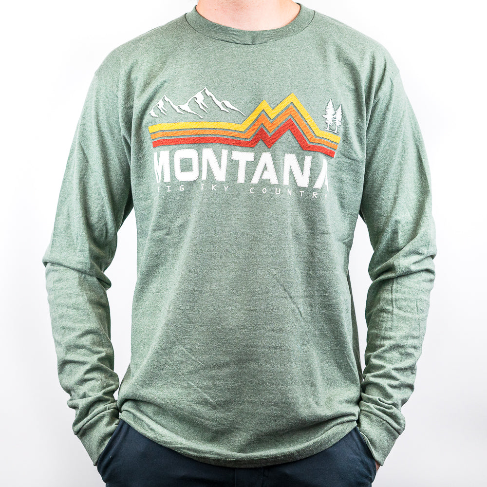 Loden Band of Color Mountain Tree Montana Long Sleeve Shirt