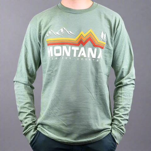 Loden Band of Color Mountain Tree Montana Long Sleeve Shirt