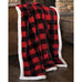 lumberjack plaid sherpa throw blanket by carstens features a red and black plaid design with white edges