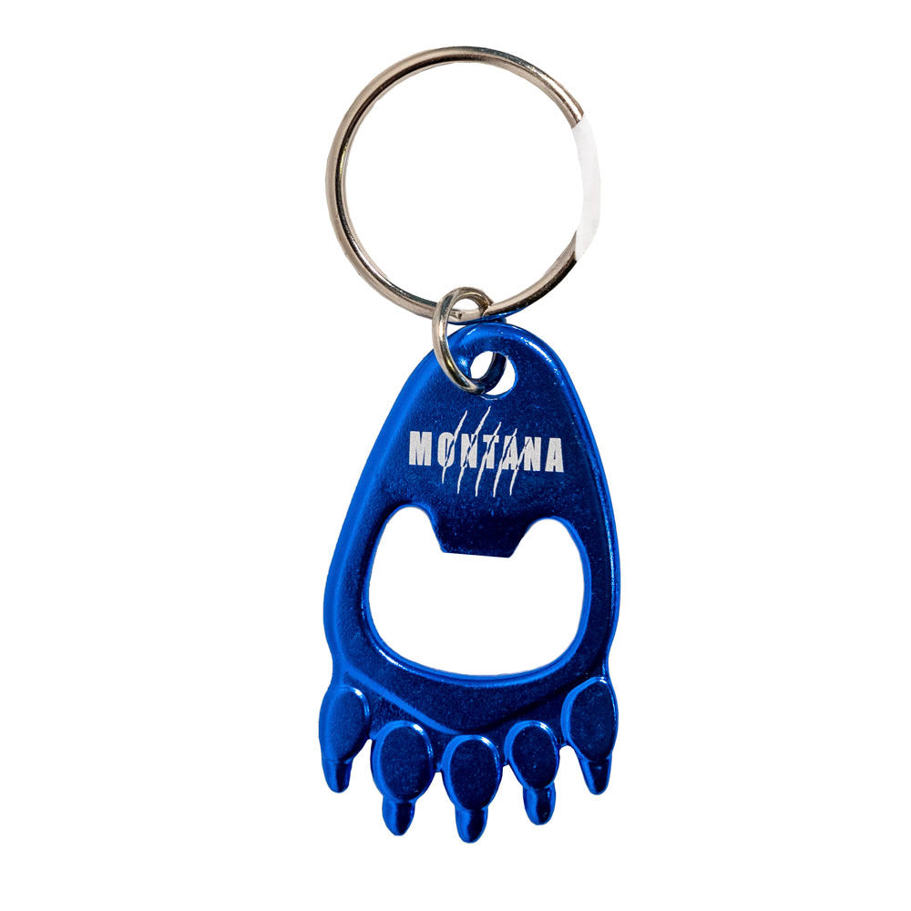 Montana Bear Paw Bottle Opener Key Ring - blue
