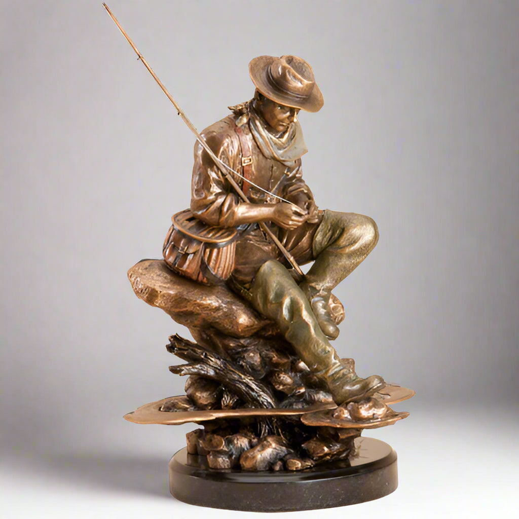 Bliss Fly Fisherman Sculpture by Marc Pierce