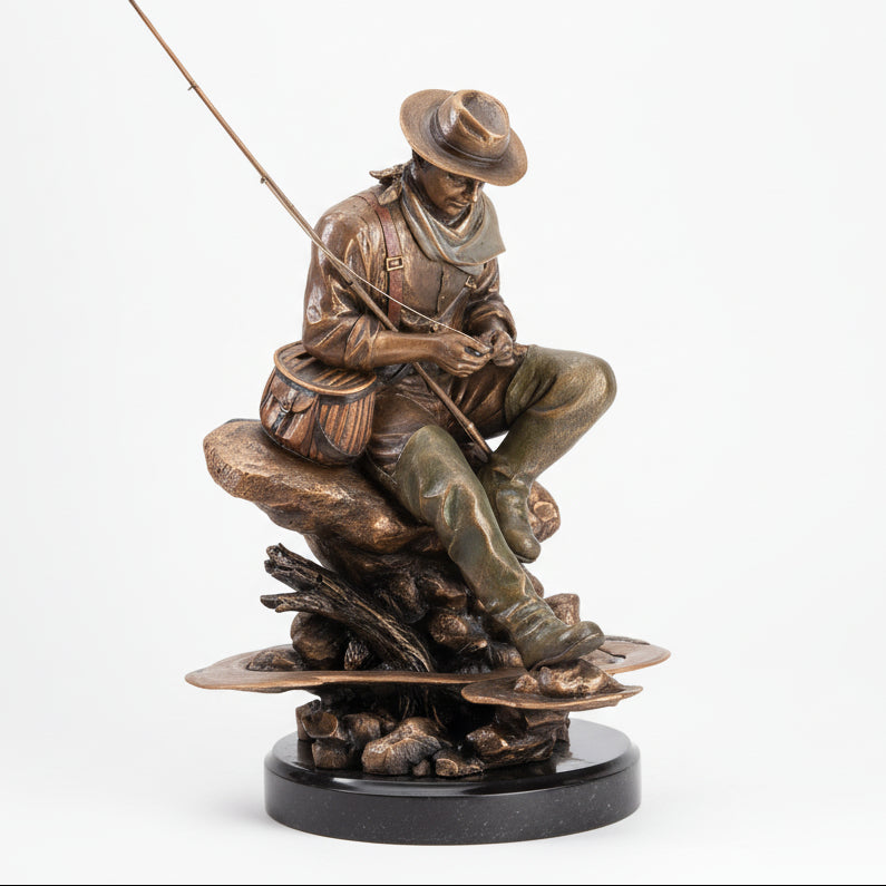 Bliss Fly Fisherman Sculpture by Marc Pierce