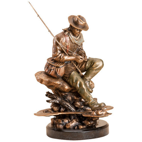 Bliss Fly Fisherman Sculpture by Marc Pierce