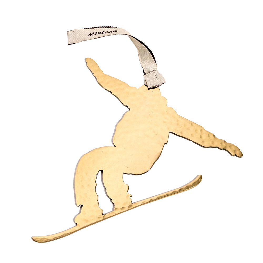 The Medium Snowboarder Stainless Steel Hammered Brass Ornament by Art Studio Company is a great gift for any boarder will appreciate! 
