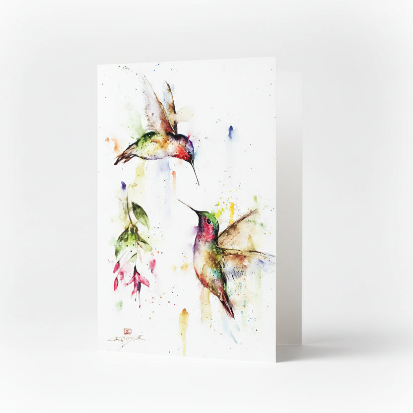 Dean Crouser Meeting Place Hummingbirds Watercolor Greeting Card