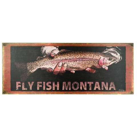 Montana Fly Fishing Metal Sign by Meissenburg Designs