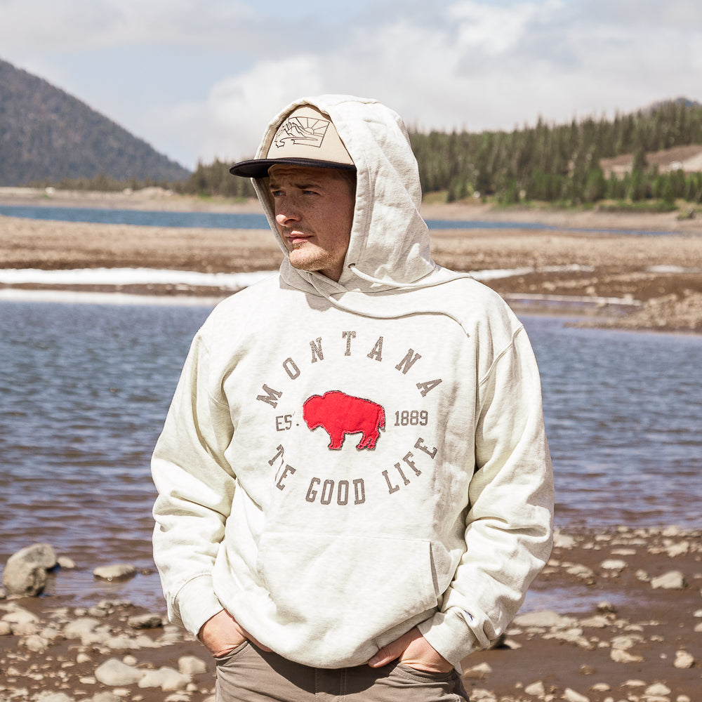 Oatmeal Duty Free Buffalo Montana Hoodie by Lakeshirts