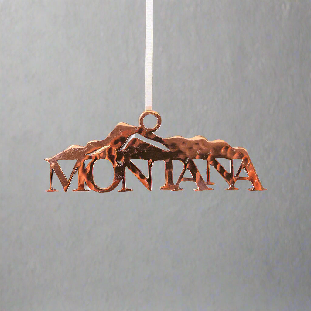 Montana Mountains Stainless Steel Hammered Ornament - Copper