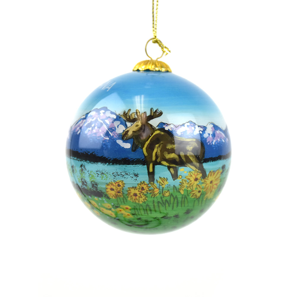 Montana Moose with Sunflowers Christmas Ornament by Art Studio Company