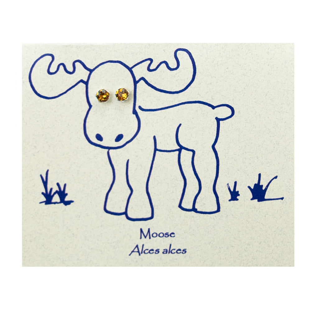 Moose Bright Eyes Crystal Post Earrings - orange