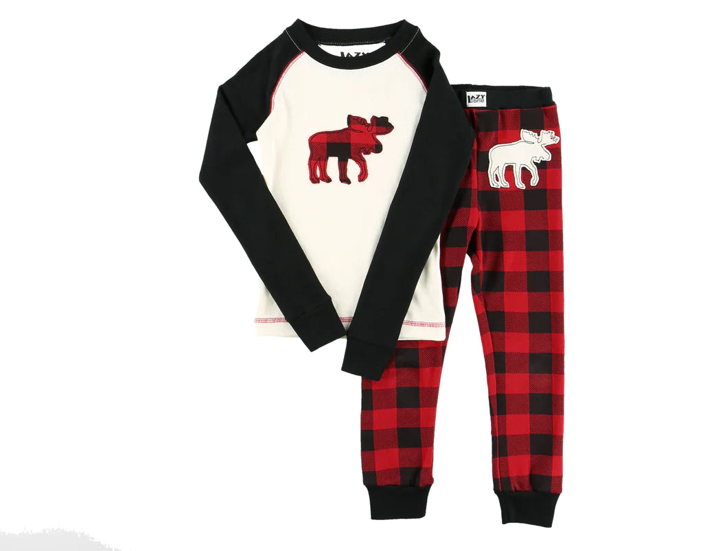 Moose Plaid Kids PJ Set