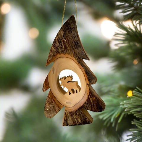 Moose Tree Bark Ornament