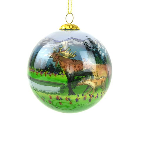Moose Family by the Lake and Mountains Montana Christmas Ornament by Art Studio Company