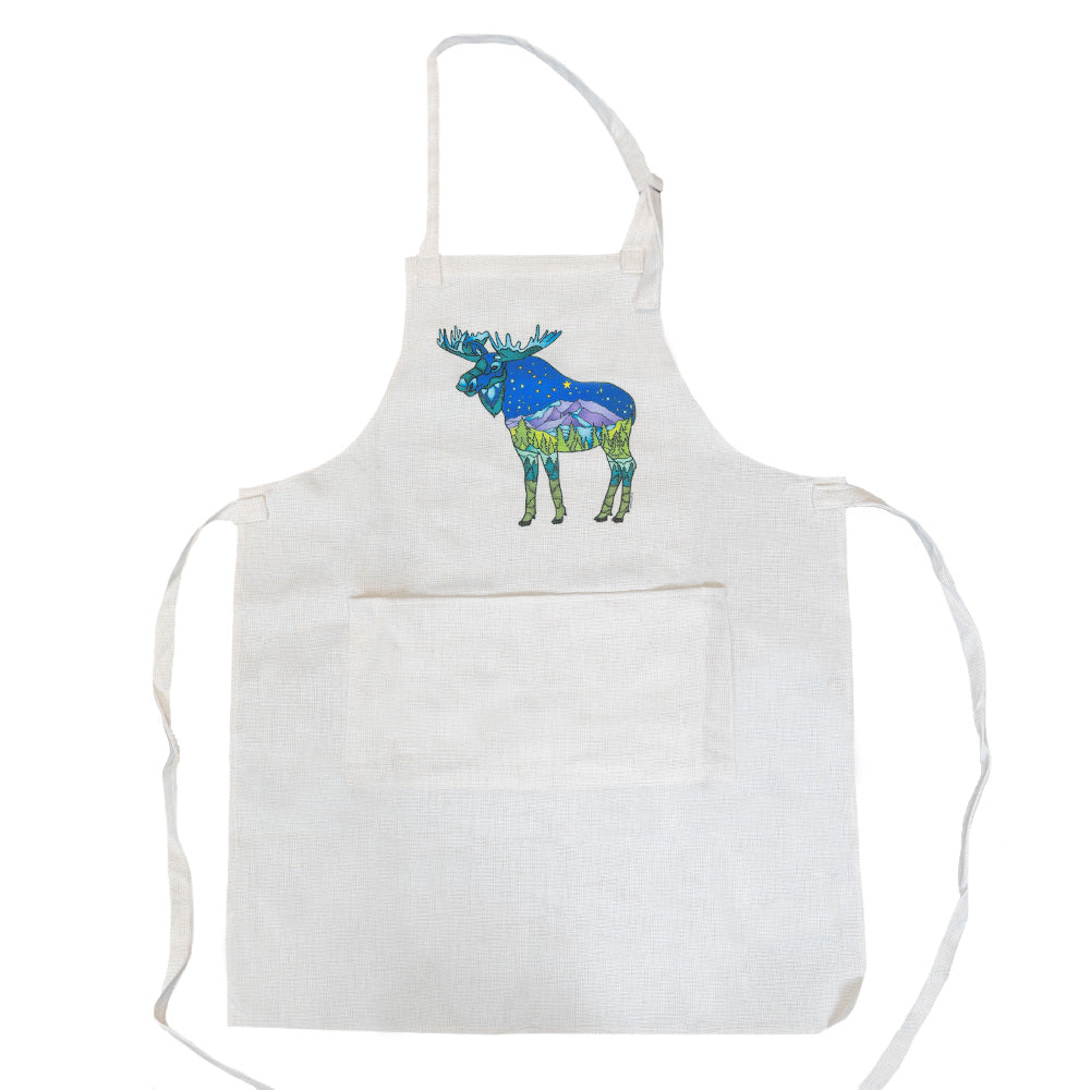 Mountain Burlap Apron with Pockets