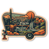 Mountain Camper Nowhere Land Wood Sticker