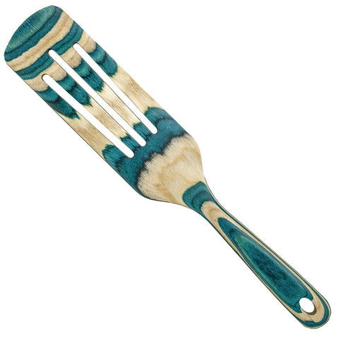 The Mykonos Spurtle by Totally Bamboo is an eye-catching utensil masterfully crafted from layers of colored birched wood to create a beautiful array of  color.