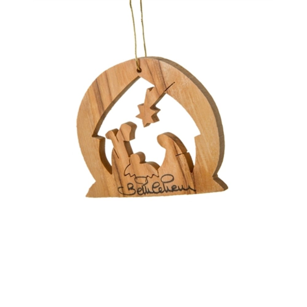 Nativity Half Round Ornament by EarthWood - rustic christmas ornaments