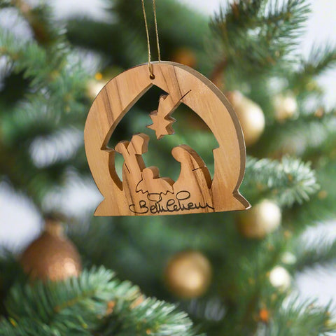 Nativity Half Round Ornament by EarthWood - rustic christmas ornaments