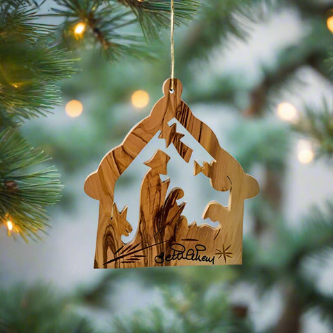 Nativity Stable Ornament by EarthWood