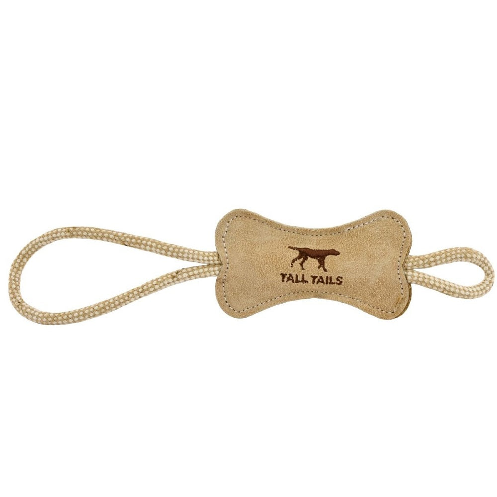 Natural Leather Bone Tug Toy by Tall Tails