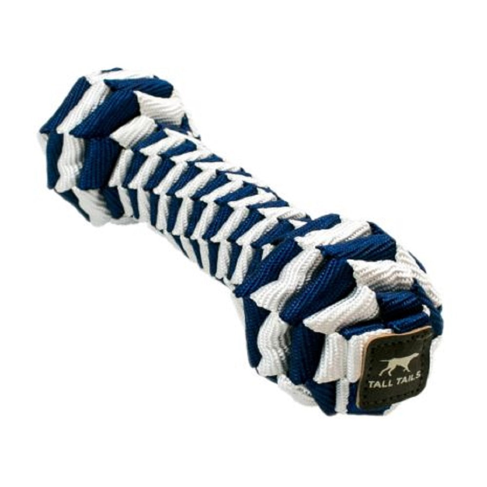 The Navy Braided Bone Toy by Tall Tails is a great toy for any dog that is highly active and loves to play fetch.