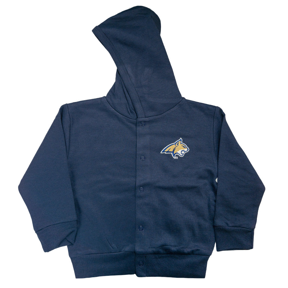 Navy MSU Youth Hooded Snap Jacket by Creative Knitwear