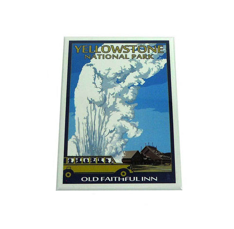 Old Faithful Lodge and Bus Yellowstone National Park Magnet