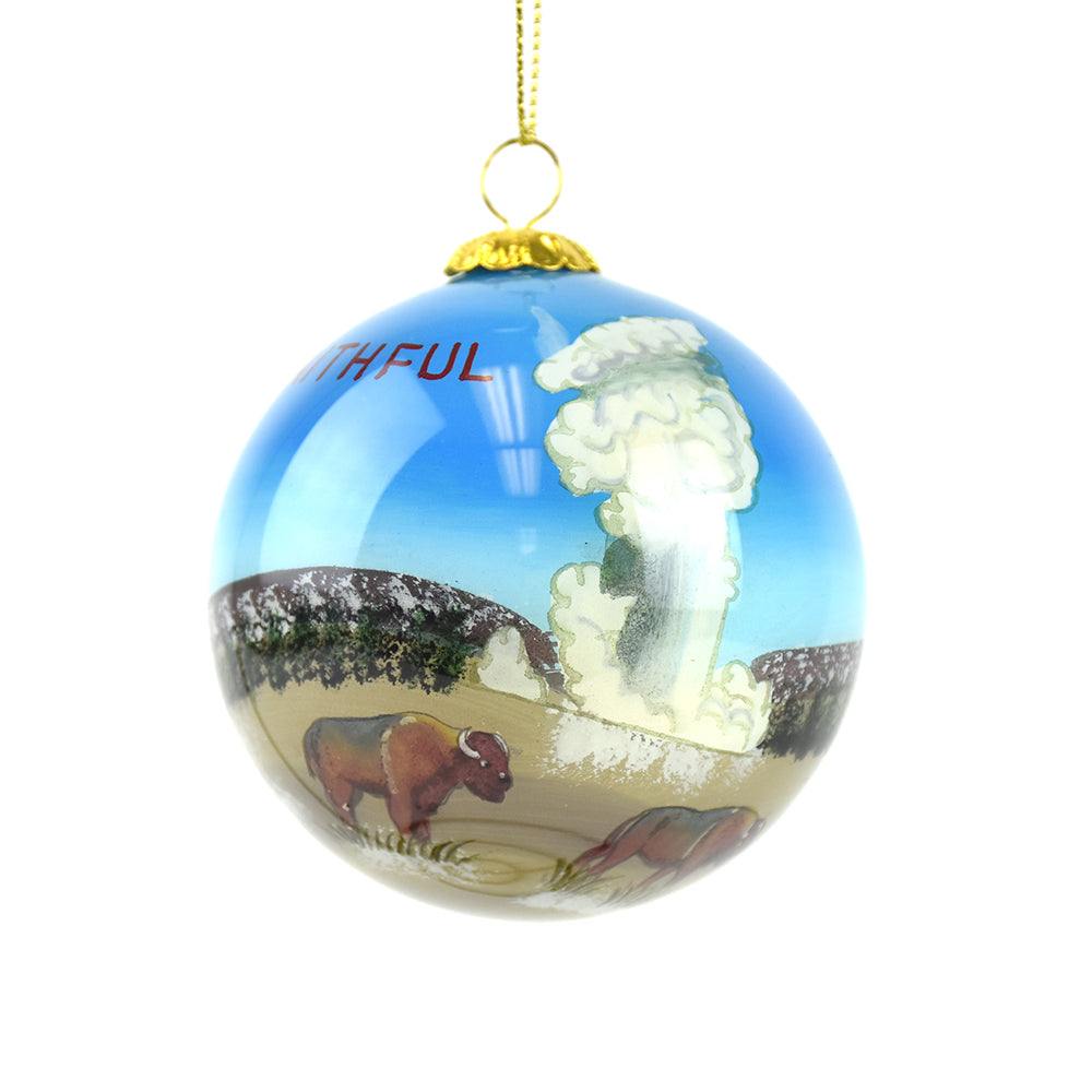 Old Faithful Geyser Yellowstone National Park Christmas Ornament by Art Studio Company at Montana Gift Corral