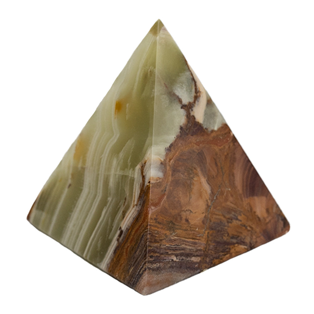  The Onyx Pyramid by Western Woods Distributing is completely unique stone, so be aware that they all come with different banding and color variations.