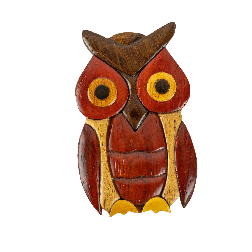 The Owl Magnet by The Handcrafted is who! This owl magnet has big eyes that stand out and is made from beautiful wood that is stained and cut perfectly for this design. 