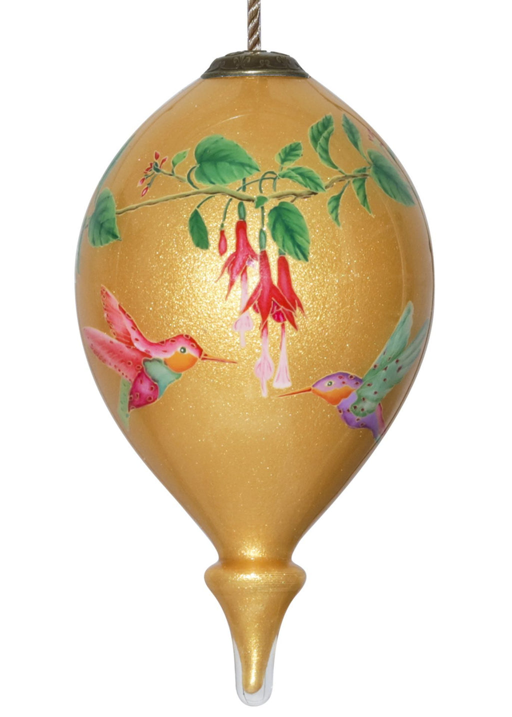 The Parvaneh Hummingbirds and Flowers Ornament by Inner Beauty is a wonderful warm contrast to what may be going on outside your window. 