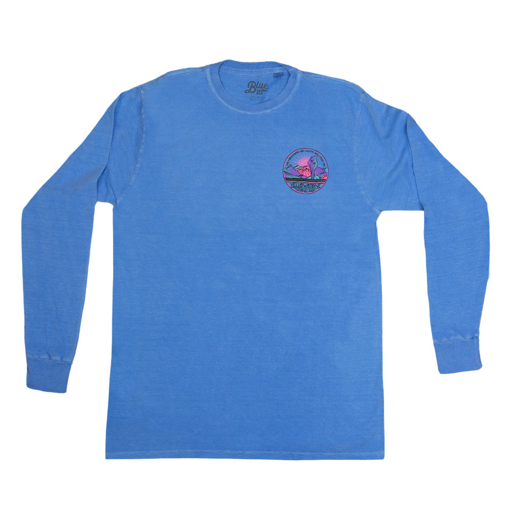 Periwinkle Busy Body Shimmer Yellowstone National Park Long Sleeve Shirt by Lakeshirts