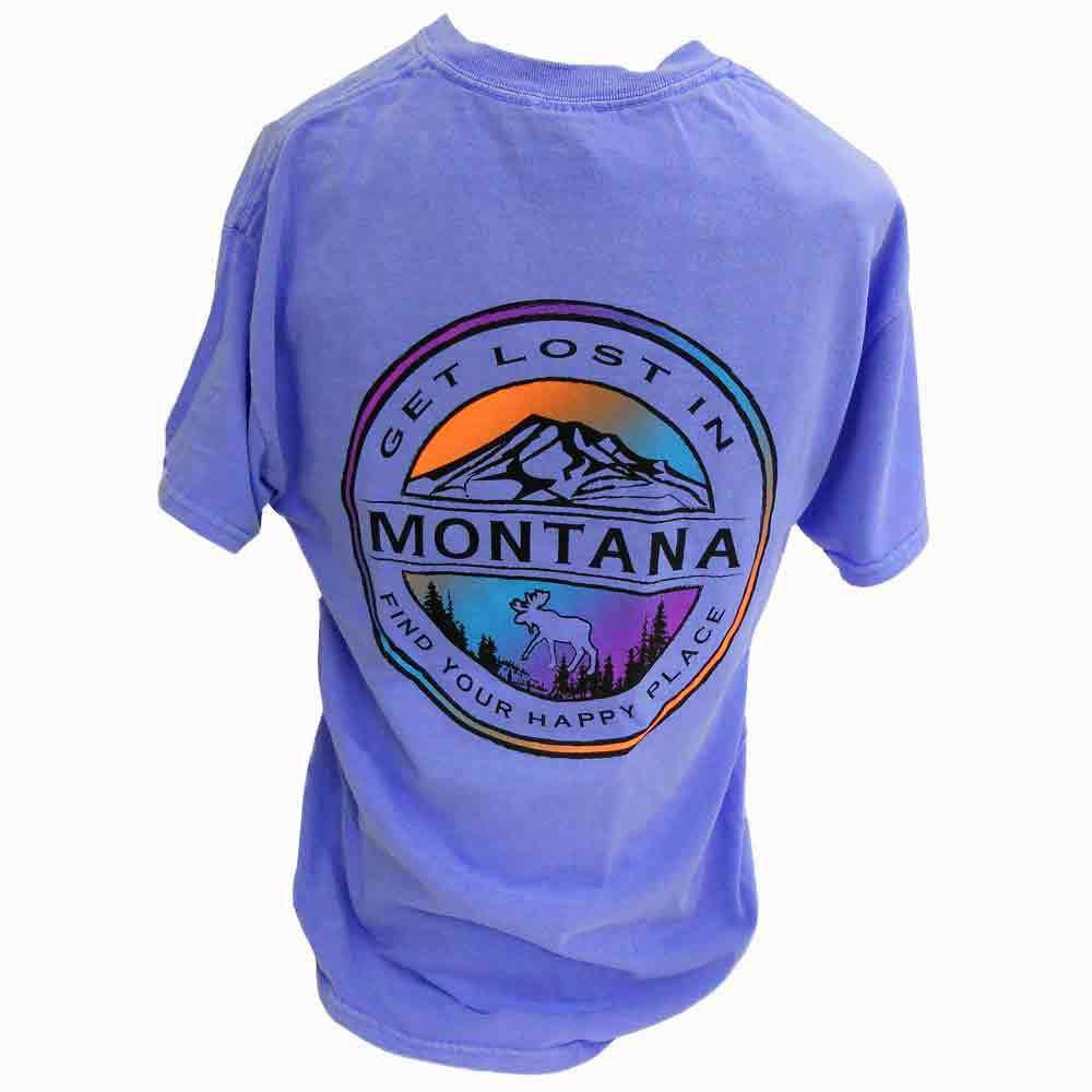 Periwinkle Geo Seal Mountains Montana T-Shirt 