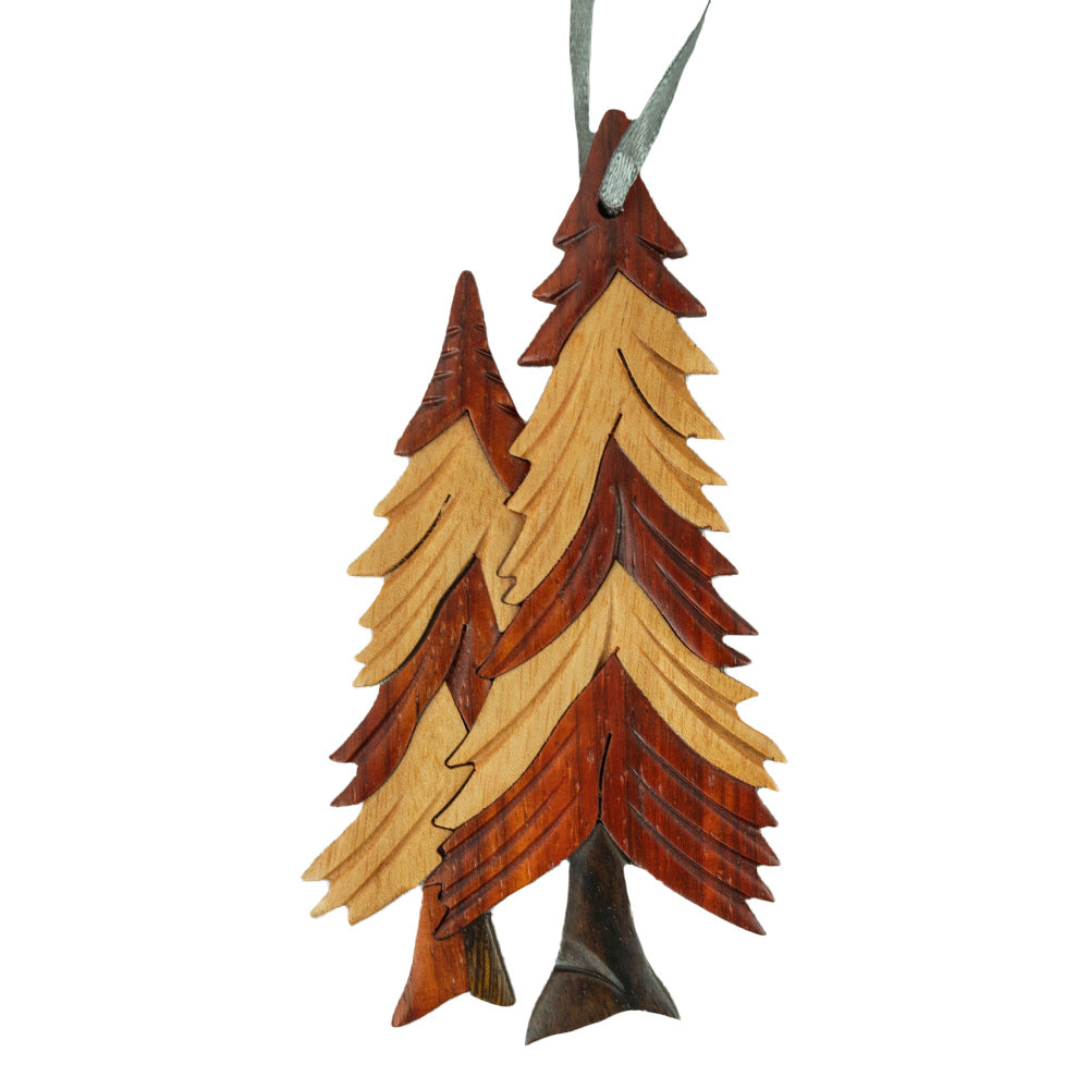 Wood Carved Ornament- Pine Trees Ornament by The Handcrafted