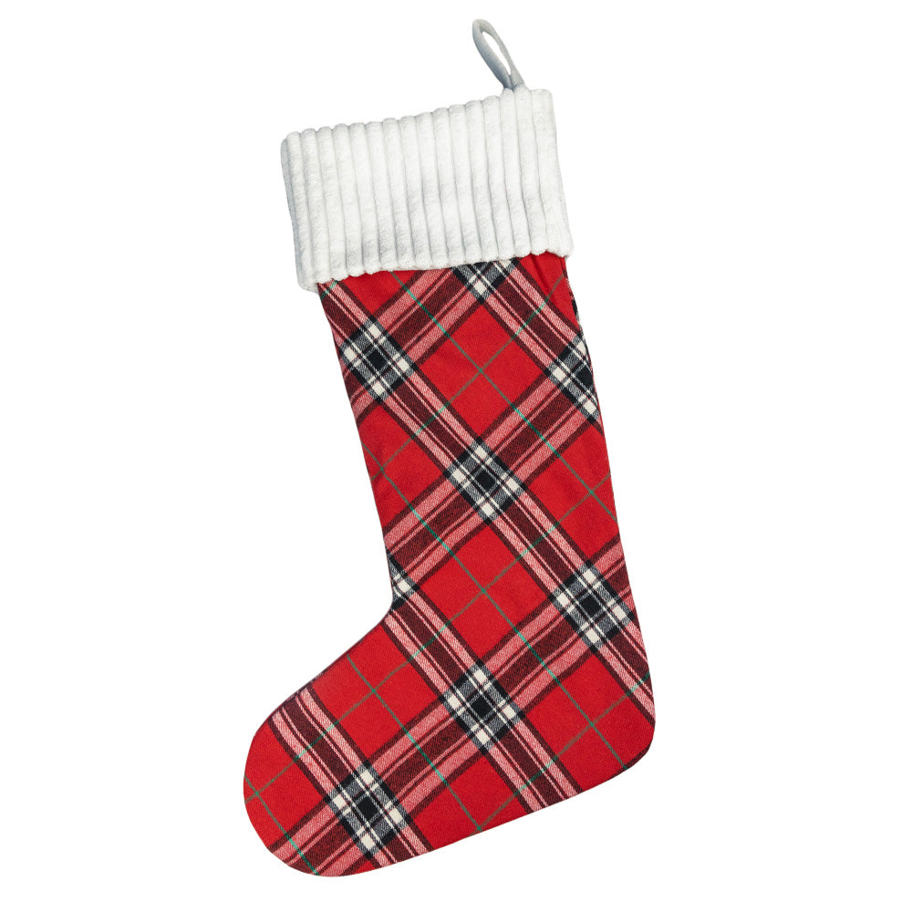 Plaid Fabric Stocking by Transpac Imports - Plaid christmas stocking