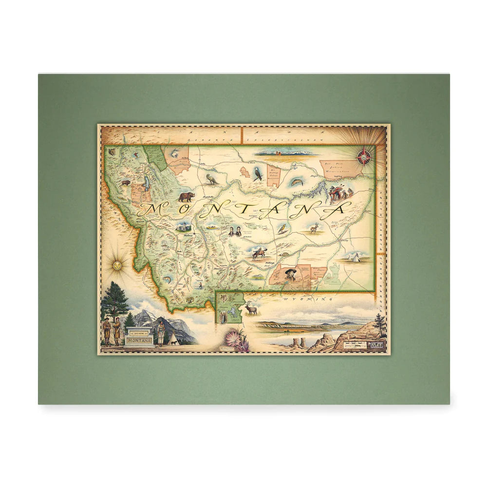 Pre-Matted Mini Map by Xplorer Maps (2 Styles) – Montana Gift Corral