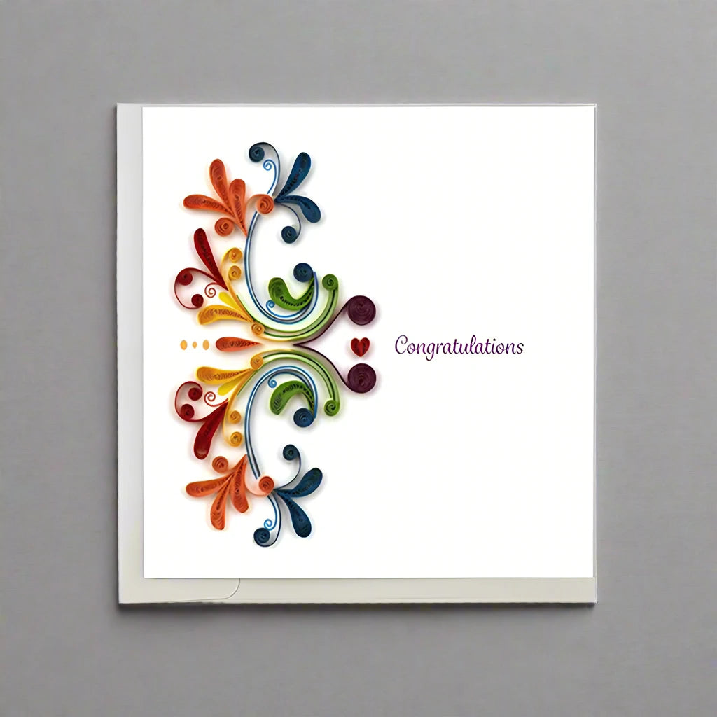 Congratulations Square Greeting Card by Quilling Card (5 Designs)