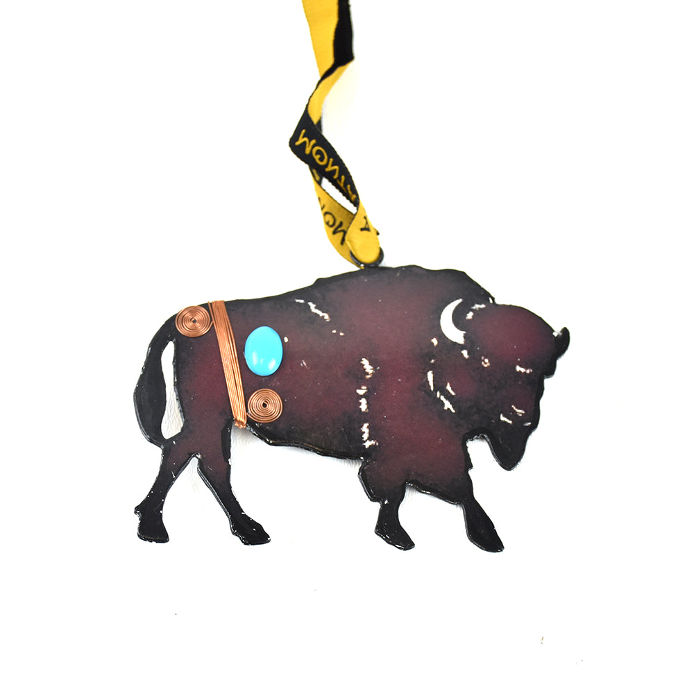 Rustic Metal Bison Ornament with Bling Montana Christmas Ornament by Art Studio Company at Montana Gift Corral
