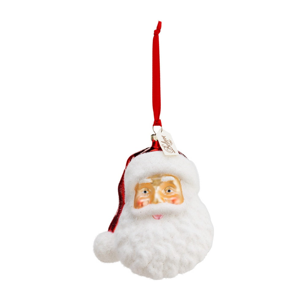 glass santa ornament - santa head blown glass ornament by demdaco