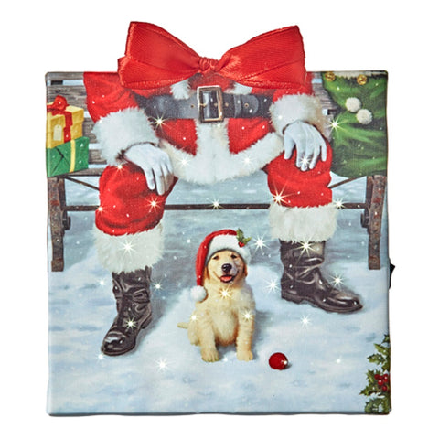 Santa's Pal Lighted Print Ornament