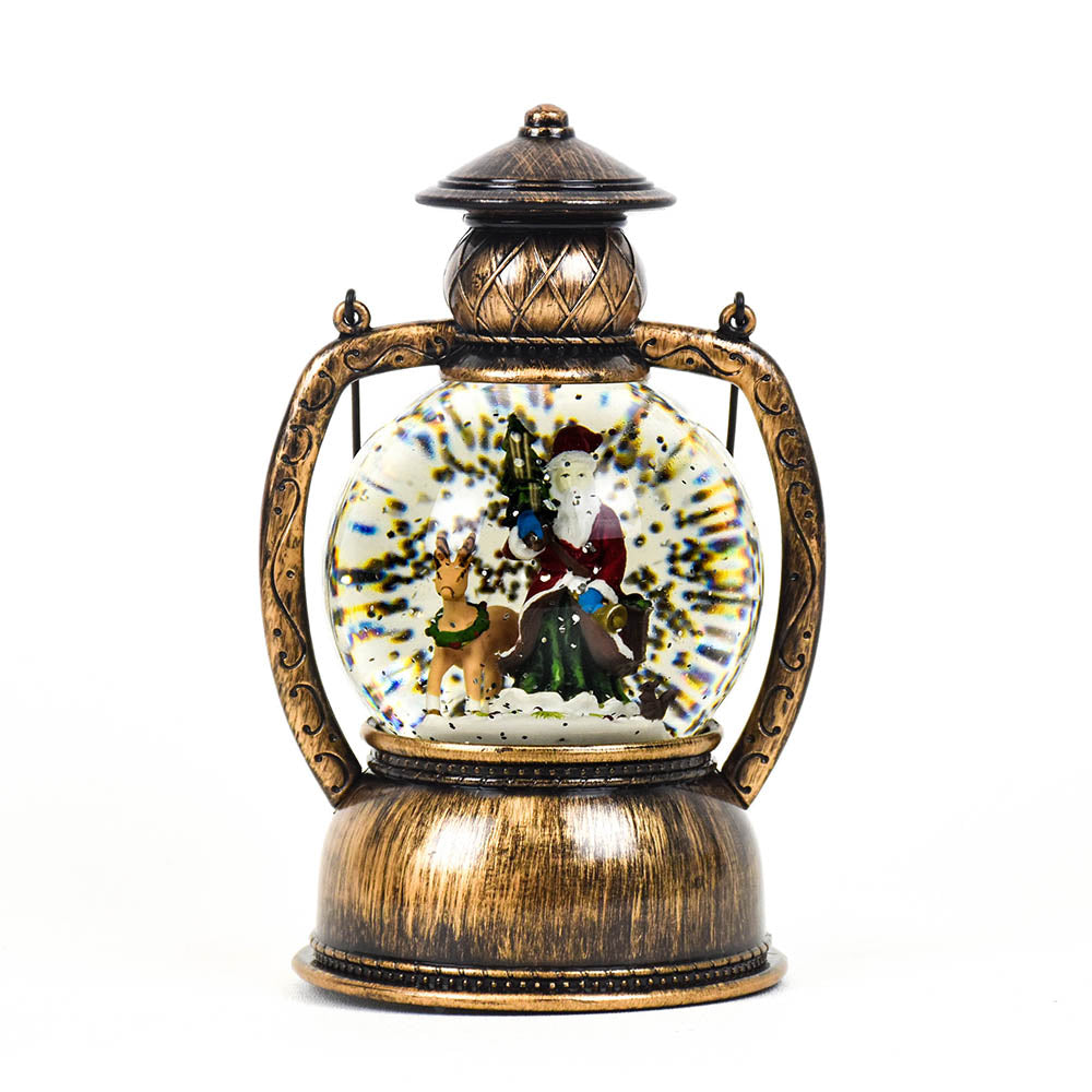 Santa with Reindeer LED Spinning Lantern by Oak Street Wholesale