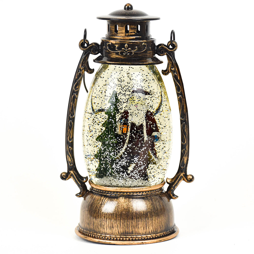 Santa with Tree LED Spinning Lantern by Oak Street Wholesale