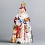 Santa's Furry Friends Glass Ornament