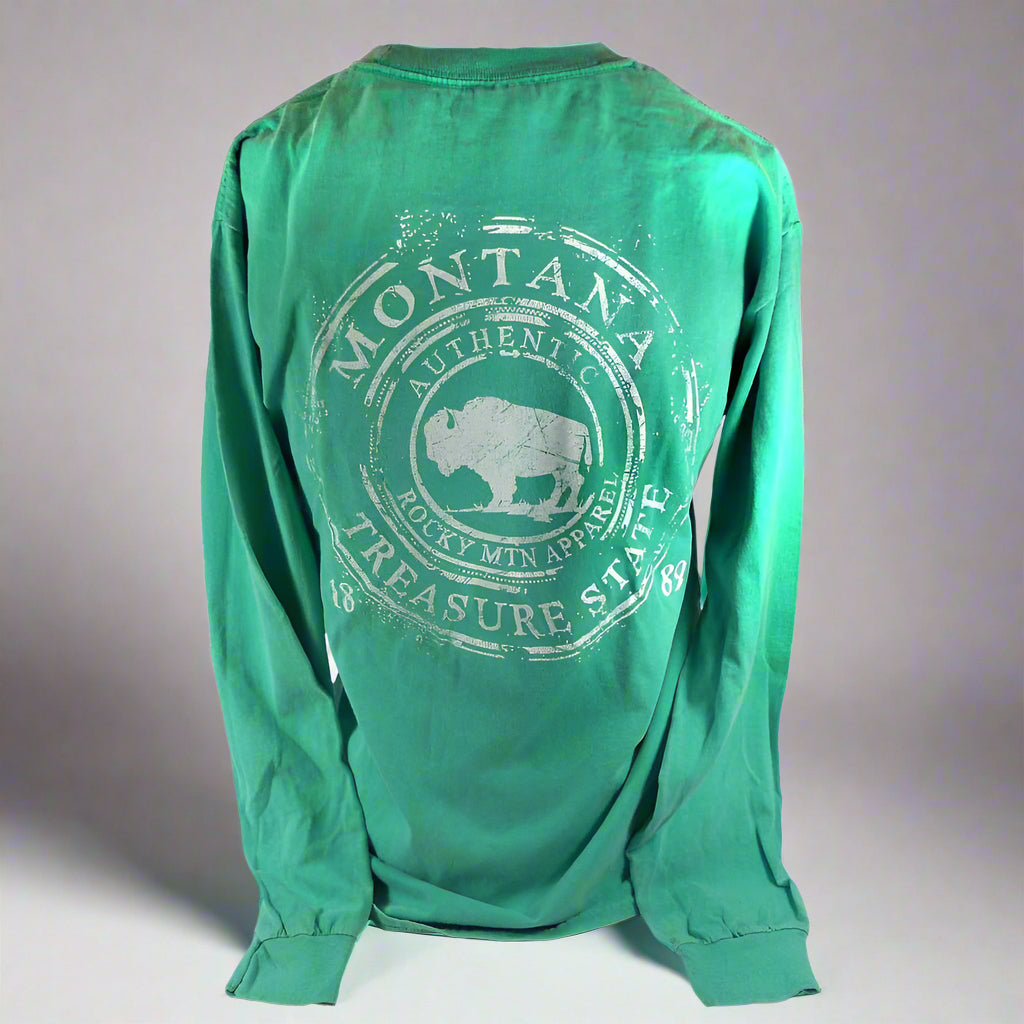Sea Foam Coffee Ring Buffalo Montana Long Sleeve Shirt