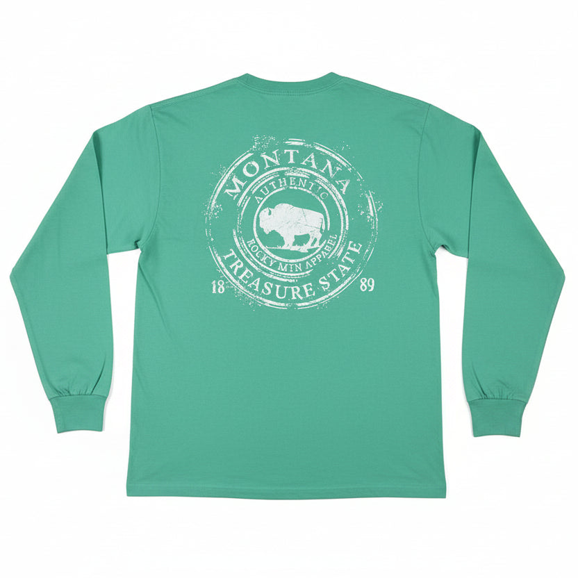 Sea Foam Coffee Ring Buffalo Montana Long Sleeve Shirt