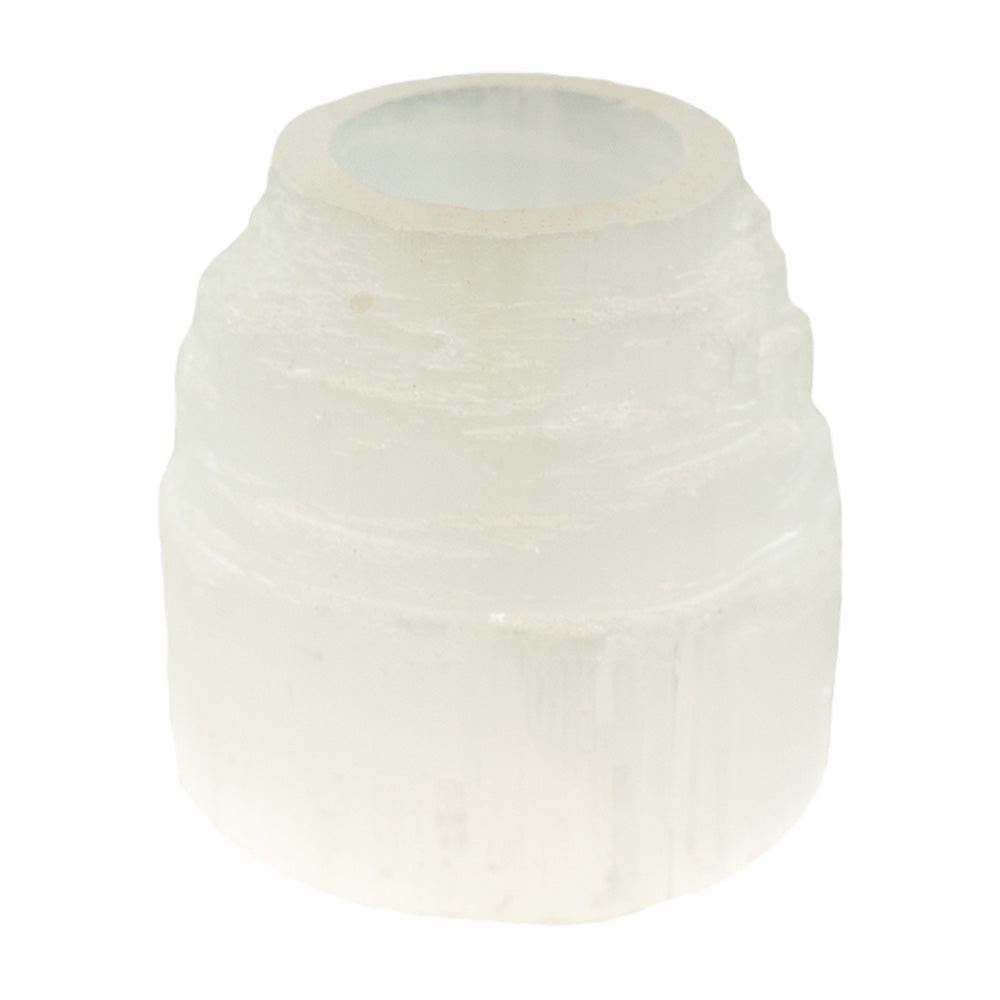 Selenite Candle Holder Mountain by Western Woods Distributing