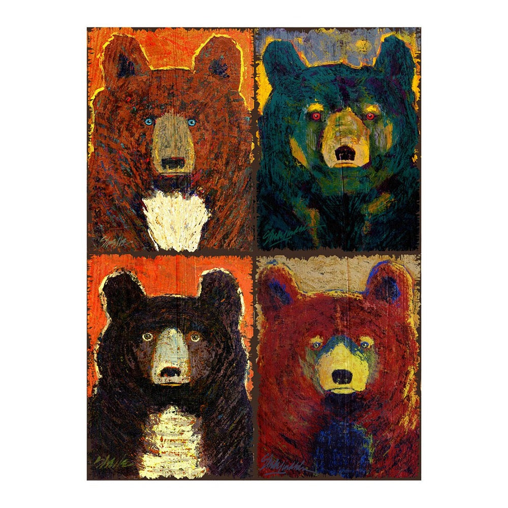 Earthy Shelle Lindholm Four Bear Line Up Wall Art by Meissenburg Designs