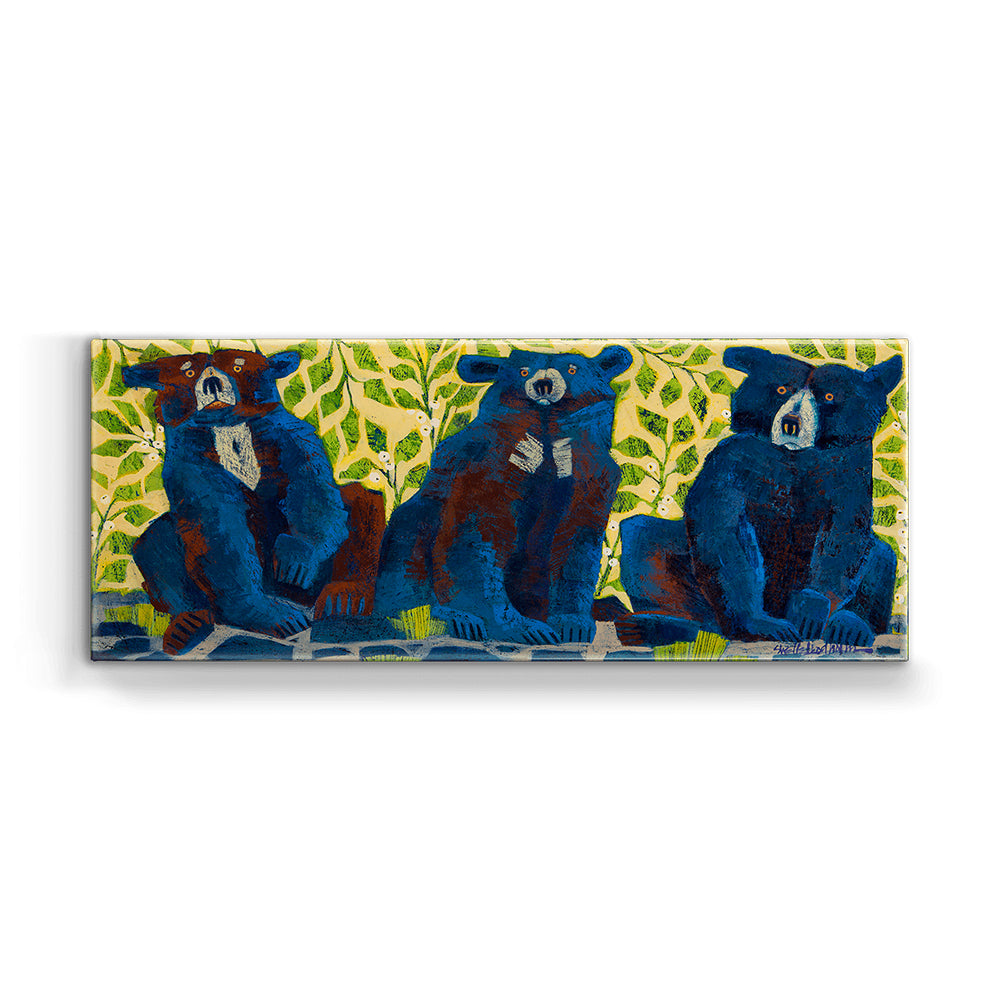 Shelle Lindholm Time Out Three Blue Bears Metal Box Wall Art by Meissenburg Designs