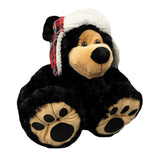 Sitting Big Foot Black Bear with Plaid Hat by Wishpets