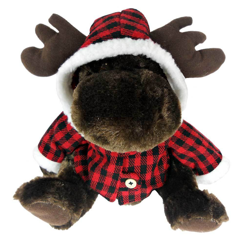 Sitting Moose with Red Plaid Jacket